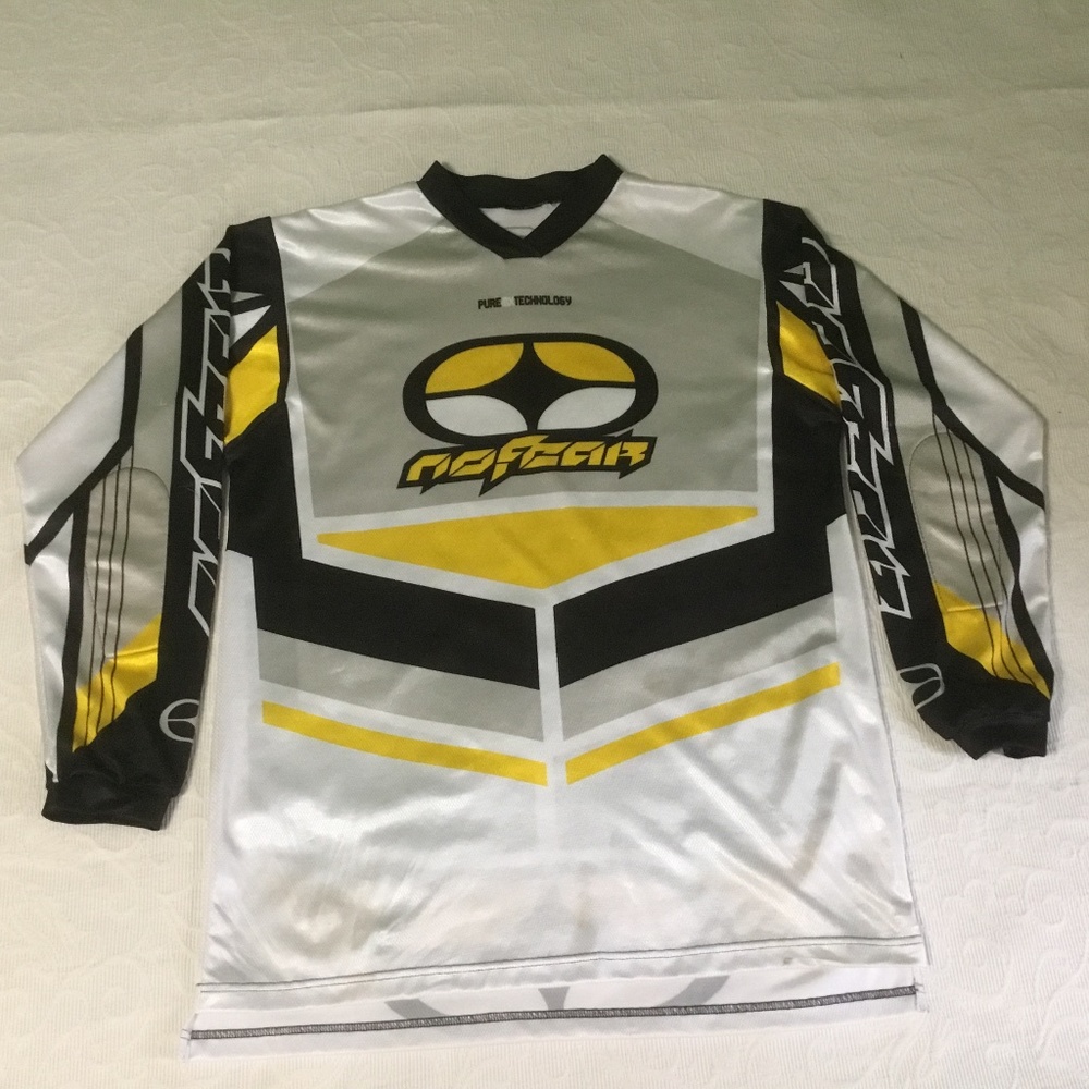 Vintage Black and Yellow No Fear Elektron Adult Jersey Size Large